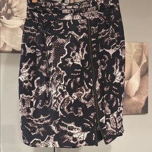 Black and Pink Asymmetrical Wrap Mini Skirt